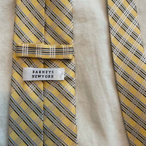 Barney’s NY silk men’s tie. Yellow plaid. - Picture 2 of 3